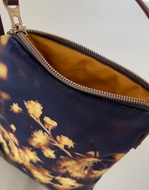 Image of Acacia blossom, crossbody velvet and waxed canvas phone bag