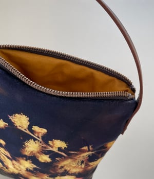 Image of Acacia blossom, crossbody velvet and waxed canvas phone bag