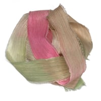 Image 1 of 5PC. COCONUT PALMS 45" Hand Dyed Raw Edge Silk Craft Making Ribbon/Hand made  Hand Dyed 