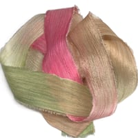 Image 3 of 5PC. COCONUT PALMS 45" Hand Dyed Raw Edge Silk Craft Making Ribbon/Hand made  Hand Dyed 