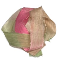 Image 6 of 5PC. COCONUT PALMS 45" Hand Dyed Raw Edge Silk Craft Making Ribbon/Hand made  Hand Dyed 