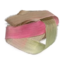 Image 5 of 5PC. COCONUT PALMS 45" Hand Dyed Raw Edge Silk Craft Making Ribbon/Hand made  Hand Dyed 