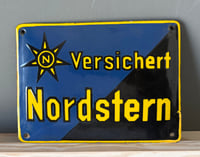 Image 2 of Vintage (ca. 1950s) German (Enamel) Insurance Sign - "Nordstern"