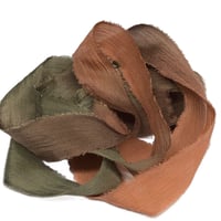 Image 2 of 5PC. CACTUS FLOWERS  45" Hand Dyed Raw Edge Silk Craft Making Ribbon/Hand made  Hand Dyed 