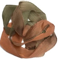 Image 4 of 5PC. CACTUS FLOWERS  45" Hand Dyed Raw Edge Silk Craft Making Ribbon/Hand made  Hand Dyed 
