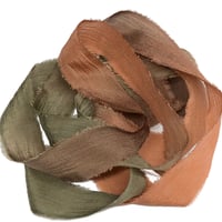 Image 1 of 5PC. CACTUS FLOWERS  45" Hand Dyed Raw Edge Silk Craft Making Ribbon/Hand made  Hand Dyed 