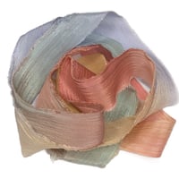 Image 1 of 5PC. BOTANICALS 45" Hand Dyed Raw Edge Silk Craft Making Ribbon/Hand made  Hand Dyed 
