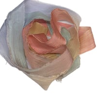Image 4 of 5PC. BOTANICALS 45" Hand Dyed Raw Edge Silk Craft Making Ribbon/Hand made  Hand Dyed 