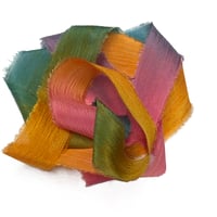 Image 3 of 5PC. CARNIVAL  45" Hand Dyed Raw Edge Silk Craft Making Ribbon/Hand made  Hand Dyed 