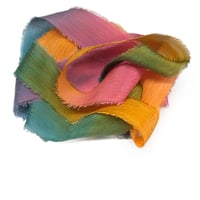 Image 2 of 5PC. CARNIVAL  45" Hand Dyed Raw Edge Silk Craft Making Ribbon/Hand made  Hand Dyed 