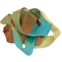 Image 2 of 5PC. CASTAWAY  45" Hand Dyed Raw Edge Silk Craft Making Ribbon/Hand made  Hand Dyed 