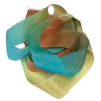 Image 3 of 5PC. CASTAWAY  45" Hand Dyed Raw Edge Silk Craft Making Ribbon/Hand made  Hand Dyed 