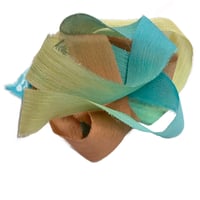 Image 4 of 5PC. CASTAWAY  45" Hand Dyed Raw Edge Silk Craft Making Ribbon/Hand made  Hand Dyed 