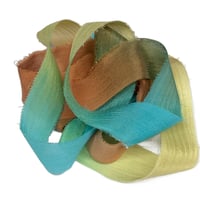 Image 1 of 5PC. CASTAWAY  45" Hand Dyed Raw Edge Silk Craft Making Ribbon/Hand made  Hand Dyed 