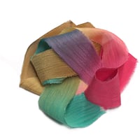 Image 1 of 5PC. FIESTA  45" Hand Dyed Raw Edge Silk Craft Making Ribbon/Hand made  Hand Dyed 
