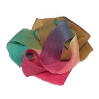 Image 3 of 5PC. FIESTA  45" Hand Dyed Raw Edge Silk Craft Making Ribbon/Hand made  Hand Dyed 