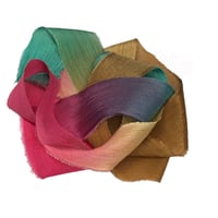 Image 5 of 5PC. FIESTA  45" Hand Dyed Raw Edge Silk Craft Making Ribbon/Hand made  Hand Dyed 