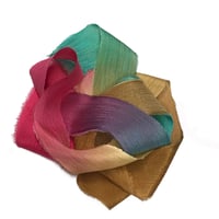 Image 6 of 5PC. FIESTA  45" Hand Dyed Raw Edge Silk Craft Making Ribbon/Hand made  Hand Dyed 