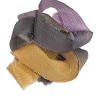 Image 2 of 5PC. GHOST STORY   45" Hand Dyed Raw Edge Silk Craft Making Ribbon/Hand made  Hand Dyed 