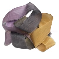 Image 3 of 5PC. GHOST STORY   45" Hand Dyed Raw Edge Silk Craft Making Ribbon/Hand made  Hand Dyed 