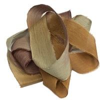 Image 1 of 5PC. HARVEST 45" Hand Dyed Raw Edge Silk Craft Making Ribbon/Hand made  Hand Dyed 