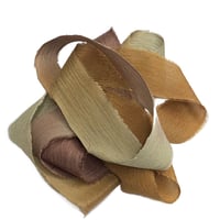 Image 2 of 5PC. HARVEST 45" Hand Dyed Raw Edge Silk Craft Making Ribbon/Hand made  Hand Dyed 