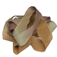 Image 3 of 5PC. HARVEST 45" Hand Dyed Raw Edge Silk Craft Making Ribbon/Hand made  Hand Dyed 