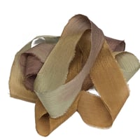 Image 5 of 5PC. HARVEST 45" Hand Dyed Raw Edge Silk Craft Making Ribbon/Hand made  Hand Dyed 