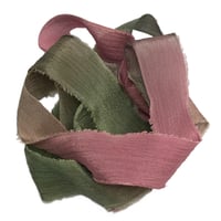 Image 1 of 5PC. SERENADE 45" Hand Dyed Raw Edge Silk Craft Making Ribbon/Hand made  Hand Dyed 