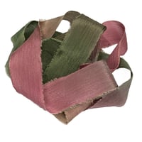 Image 2 of 5PC. SERENADE 45" Hand Dyed Raw Edge Silk Craft Making Ribbon/Hand made  Hand Dyed 