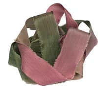 Image 3 of 5PC. SERENADE 45" Hand Dyed Raw Edge Silk Craft Making Ribbon/Hand made  Hand Dyed 