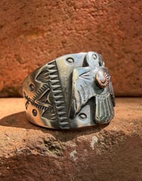 Image 2 of WL&A Handmade Old Style Heavy Ingot Thunderbird Medicine Ring - Size 11