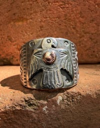 Image 1 of WL&A Handmade Old Style Heavy Ingot Thunderbird Medicine Ring - Size 11