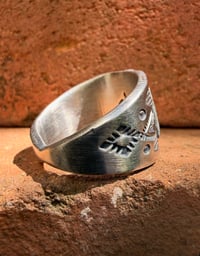 Image 4 of WL&A Handmade Old Style Heavy Ingot Thunderbird Medicine Ring - Size 11