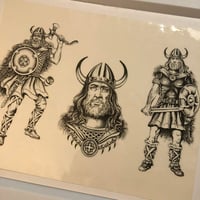 Image 2 of ‘81 Guideline Tattoo Vikings flash sheet laminated 11x14