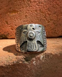 Image 1 of WL&A Handmade Old Style Heavy Ingot Thunderbird Medicine Ring - Size 9.5