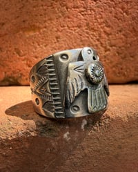 Image 2 of WL&A Handmade Old Style Heavy Ingot Thunderbird Medicine Ring - Size 9.5