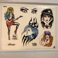 Image 1 of 90’s official tattoo brand flash sheet tribal girls 11x14 