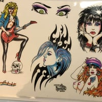 Image 3 of 90’s official tattoo brand flash sheet tribal girls 11x14 