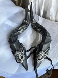 Image 7 of Filagree Succubus Horns | Silver wash | Large