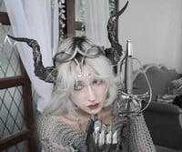 Image 6 of Filagree Succubus Horns | Silver wash | Large