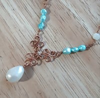 Image 2 of Turquoise Rice Pearl Station Necklace🩵