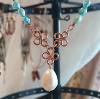 Image 3 of Turquoise Rice Pearl Station Necklace🩵