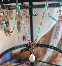 Image 4 of Turquoise Rice Pearl Station Necklace🩵