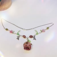 Image 3 of Enchanted Natural Rose Pendant Necklace & Rose Quartz Butterfly Earrings Set – Fairycore Jewelry