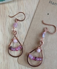 Image 1 of Natural Pink Sapphire Copper Earrings💗