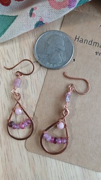 Image 2 of Natural Pink Sapphire Copper Earrings💗