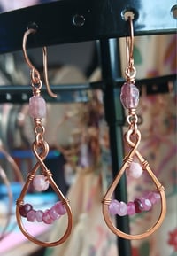 Image 3 of Natural Pink Sapphire Copper Earrings💗