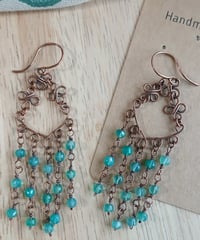 Image 1 of Green Onyx Chandelier Patina Earrings💚