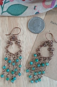 Image 2 of Green Onyx Chandelier Patina Earrings💚